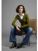 Laura Scott V-Ausschnitt-Pullover in grün melange