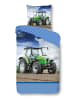JACK 2 tlg. Renforcé Bettwäsche 135x200cm Traktor Feld in Grün/Braun
