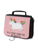 Mr. & Mrs. Panda Waschtasche Einhorn Happy mit Spruch in Rot Pastell