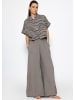 SASSYCLASSY Musselin Bluse mit Leo-Primt in Taupe