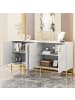 ABRIHOME Sideboard in Weiß & Gold mit 4 Türen, Einlegeböden und Metallbeinen