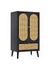 ABRIHOME Sideboard in Schwarz mit Rattanfront und 2 Türen 1,1 m Höhe und 1 Schublade
