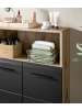 Inn.Furn Badmöbel-Set 3-teilig schwarz matt, Eiche Nox, Badezimmer Set 135 x 185 cm