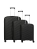 travelite Burano 4 Rollen Kofferset 3-teilig mit Dehnfalte in black