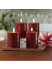 Uyuni 4er Set LED Kerzen PIA Rustik-Optik H: 10cm mit Batterien und Fernb in dunkelrot