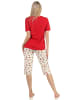 NORMANN Capri Schlafanzug kurzarm Pyjama Kirschen - 61959 in rot