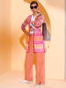creation L Viskose-Lyocell-Strickjacke in fuchsia-papaya-gemustert
