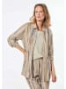 GOLDNER Longbluse mit Bindegürtel in beige / gemustert