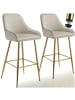 tectake Barstuhl Avane 48,5 x 57 x 108 cm, Belastbarkeit 120 kg, creme/gold