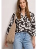 Street One Bluse mit Split Neck aus Leinenmix in Braun