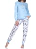 NORMANN Langarm Pyjama Schlafanzug Bündchen Maritimer Look in hellblau