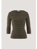 Hessnatur Hessnatur Slubrib Streifen Longsleeve Slim aus Bio-Baumwolle in vintage oliv