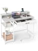 COSTWAY Schreibtsich mit Steckdosen 106 x 48 x 90 cm in Weiß