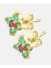 Vanlere Ohrstecker aus 375 Gelbgold mit Rubin Blumen-Design