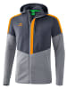 erima Squad Trainingsjacke mit Kapuze in slate grey/monument grey/new orange