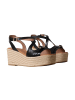 Emilie Karston Napolie-Sandalen mit Keilabsatz aus Leder Schwarz