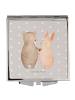 Mr. & Mrs. Panda Handtaschenspiegel quadratisch Bär und Hase Uma... in Grau Pastell