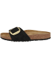 Birkenstock Pantolette Madrid Big Buckle Nubukleder schmal in schwarz