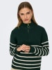 ONLY Gestreifter Pullover mit Reißverschluss und Stehkragen in Grün