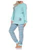 NORMANN Frottee Schlafanzug langarm Bündchen Tiermotiv in türkis