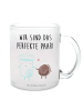 Mr. & Mrs. Panda Teetasse Glas Milch Keks mit Spruch in Transparent