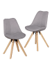KADIMA DESIGN 2er Set Retro Esszimmerstuhl LIMA Hellgrau Polsterstuhl Stoff-Bezug in Grau
