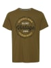 BLEND Logo Print T-Shirt Rundhals Regular Fit Kurzarm Shirt Baumwolle in Braun