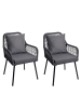 MCW 2er-Set Gartenstuhl O12, Anthrazit, Bezug dunkelgrau