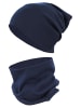 TupTam Unisex Kinder Beanie Mütze Schlauchschal Set in black denim