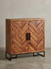KADIMA DESIGN Schuhschrank Sheesham, 100x105x40 cm, Fischgrätmuster, große Ablage