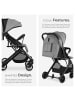 tectake Buggy-Kinderwagen Finn für 0 bis 36 Monate geeignet, Belastbarkeit 15 kg, grau