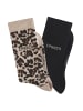 Copenhagen Studios Langsocken in 1x beige gemustert, 1x schwarz
