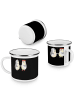 Mr. & Mrs. Panda Emaille Becher Verlobung Schritt mit Spruch in Schwarz