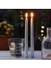 MARELIDA 2x LED Stabkerzen Outdoorkerzen Timer für Innen/Außen H: 28cm in weiß