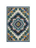 KADIMA DESIGN Superweicher Floral Outdoor-Teppich in Blau