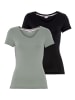 V-Shirt in khaki, schwarz