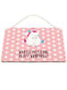 Mr. & Mrs. Panda Deko Schild Einhorn Mitteilung mit Spruch in Rot Pastell