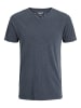 Jack & Jones Basic T-Shirt V-Neck Kurzarm mit Knöpfen JJESPLIT in Navy
