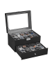 SONGMICS Uhrenbox in PU-Bezug in Schwarz - (B)28.5 x (H)16.5 x (T)20.5 cm