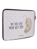 Mr. & Mrs. Panda Laptop Tasche Otter Kopfüber mit Spruch in Grau Pastell