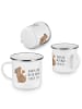 Mr. & Mrs. Panda Camping Emaille Tasse Hund Keks mit Spruch in Weiß