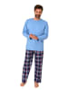 NORMANN Schlafanzug lang Pyjama FlanellHose Karo - 88236 in hellblau