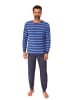 NORMANN Langarm Schlafanzug Frottee Bündchen in blau