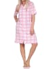 NORMANN Kurzarm Nachthemd Jersey kariert Übergrößen in rosa