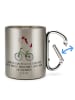 Mr. & Mrs. Panda Thermobecher Einhorn Radfahrer mit Spruch in Silber