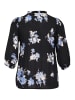 KAFFE curve Langarm-Bluse KCedina Regular fit in Black / Blue Flower Print