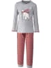 Erwin Müller Single-Jersey Kinder-Schlafanzug in grau meliert/rot