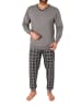 NORMANN Langarm Schlafanzug Bündchen und karierter Jersey Pyjamahose - 86159 in grau