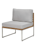 home24 home24 Loungesofa 3-teilig - Webstoff / Teak massiv / Edelstahl - Hellgrau - 210 x 74 x 70 cm in Hellgrau