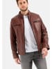 Camel Active Leder Blouson mit Stehkragen in Braun-Rot